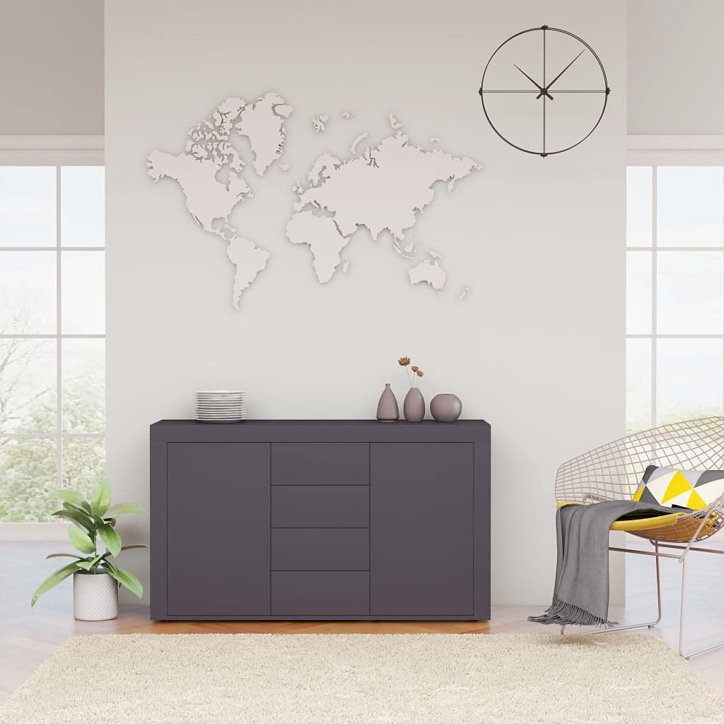 Queen.Y Modern Sideboard Console Table - 2 Door & 4 Drawer Wooden Storage Cabinet Buffet for Entryway, Kitchen, Dining & Living Room - Space Saving Gray Furniture for Home Organization & Decor