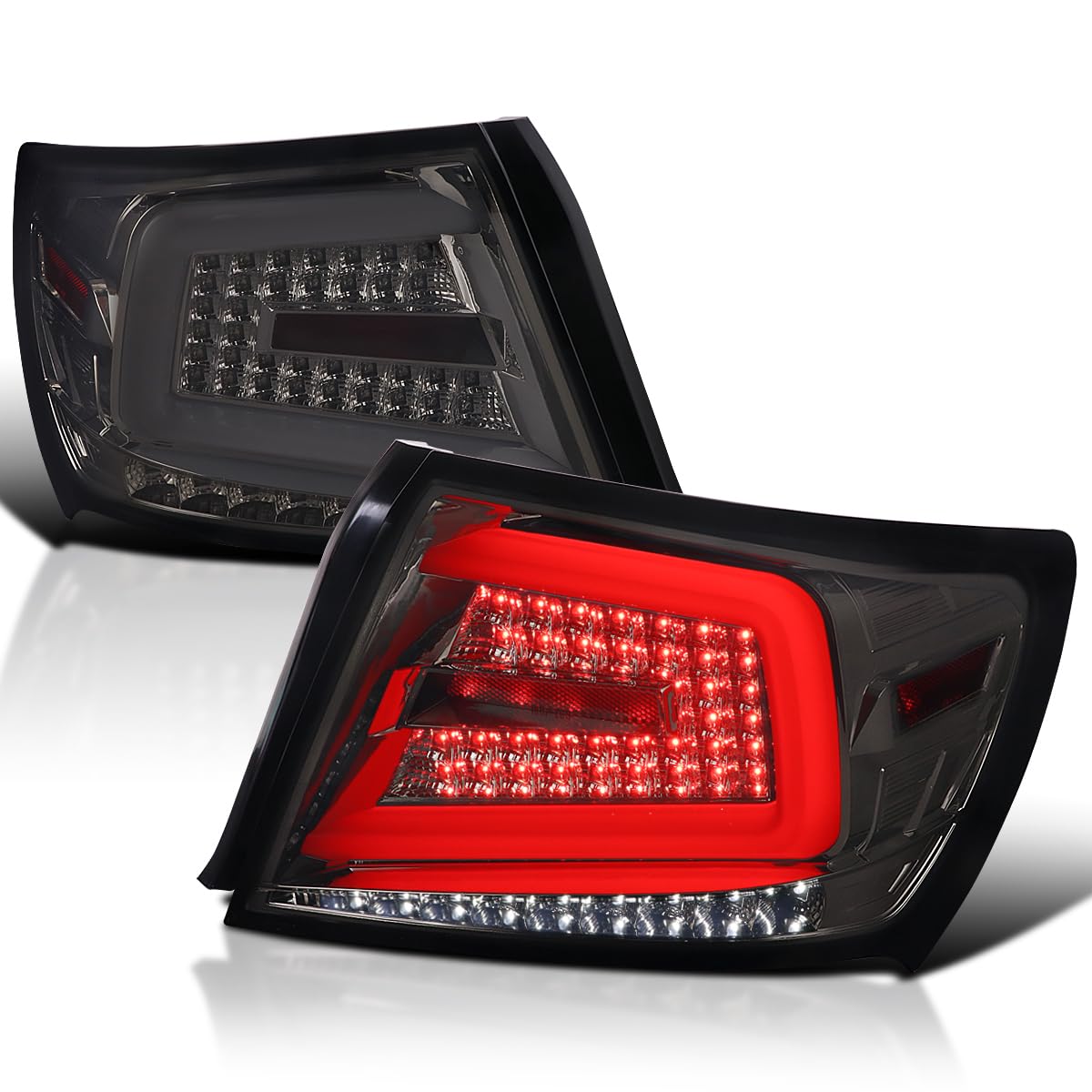 Spec-D Tuning Smoke Sequential LED Tail Lights with White LED Bar for 2008-2011 Subaru Impreza & WRX - Left & Right Pair Assembly - Upgrade Your Car's Rear Style for Night Driving & Enhanced Visibility