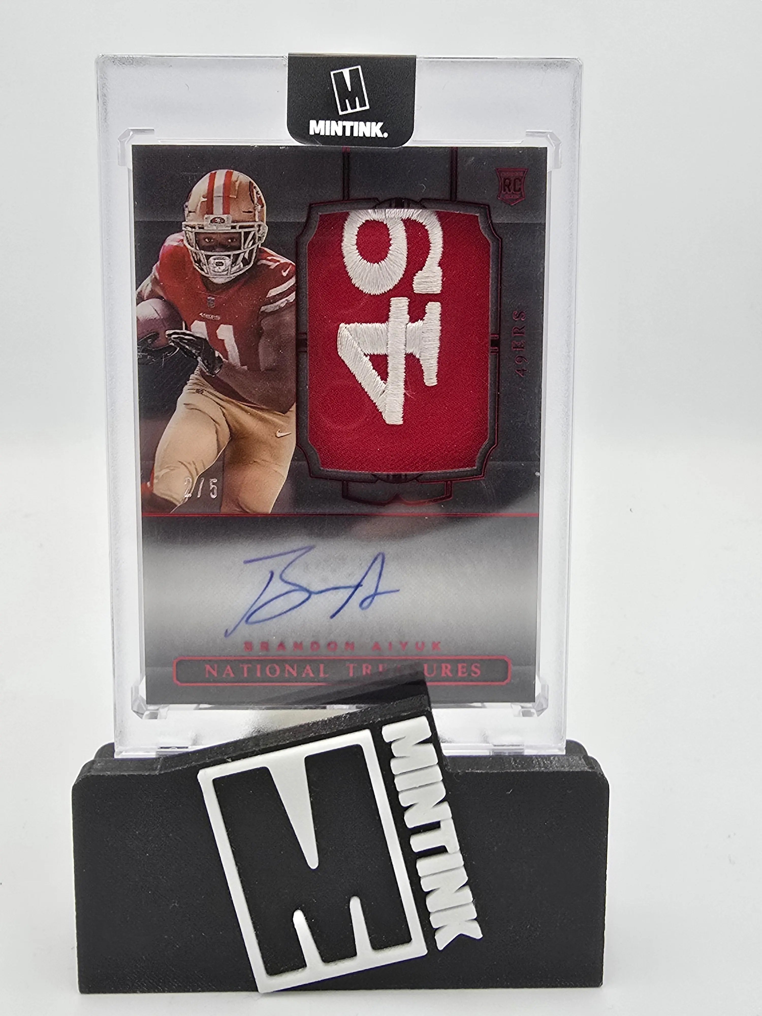 2020 Panini National Treasures Football Brandon Aiyuk Red RPA 2/5 #173 - Rare NFL Rookie Card for Collectors & Sports Memorabilia Enthusiasts - Perfect for Displaying in Home Office or Man Cave