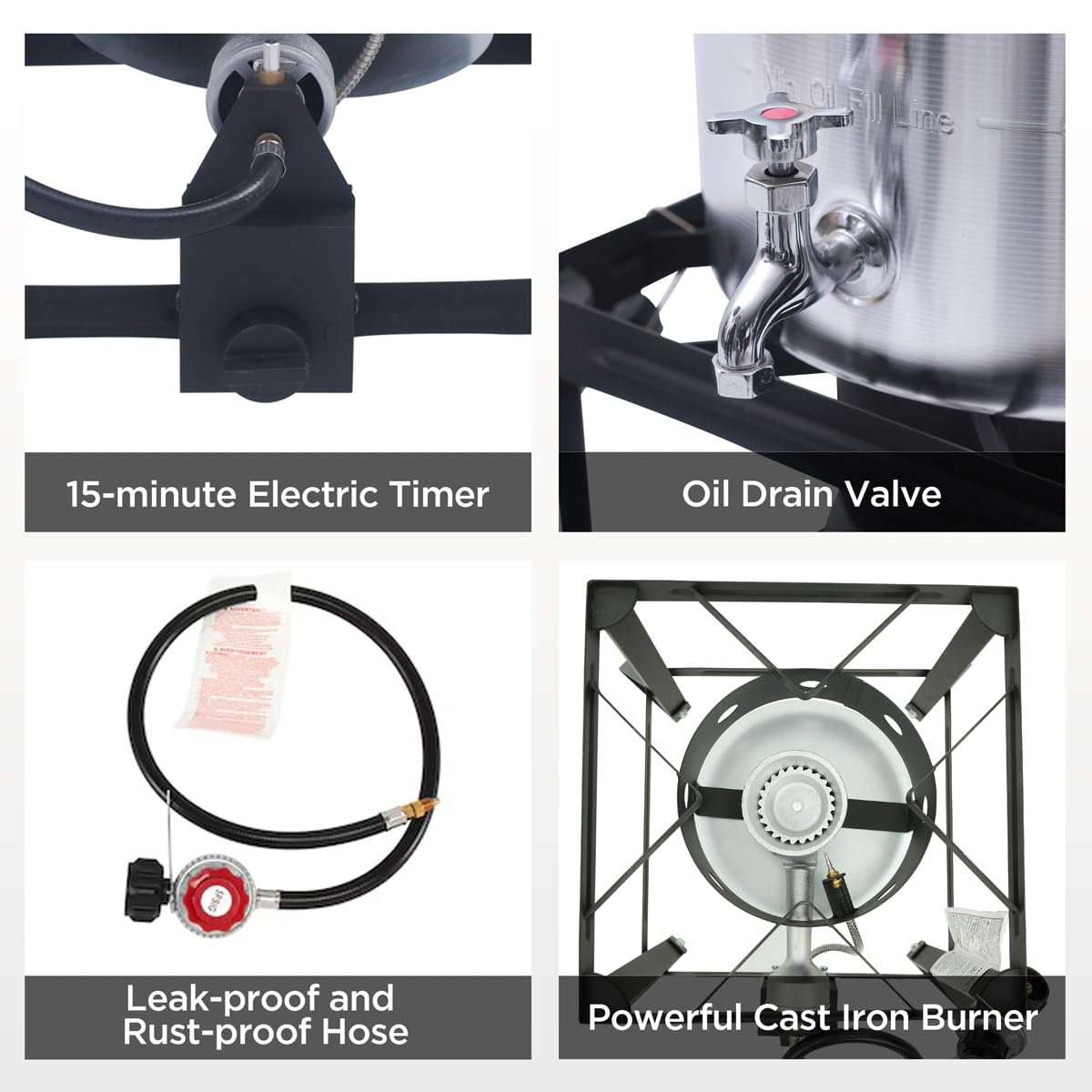 Red Mountain Valley 36-Quart Outdoor Camping Fryer with Drain Valve & Timer - Perfect for Turkey, Wings, Fish & Seafood - Heavy Duty Large Outdoor Cooking Equipment for Backyard, Picnics & Tailgating