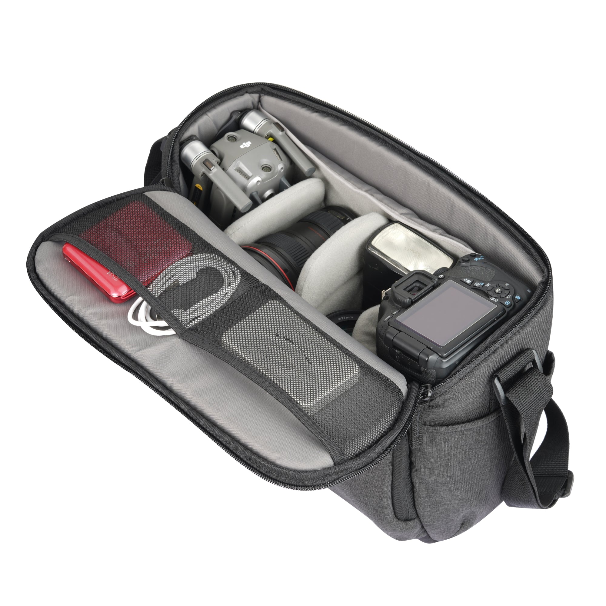 Vesta Aspire 33 Gray Camera Shoulder Bag - Waterproof DSLR Camera Case with Adjustable Strap for Photographers, Travel & Outdoor Shooting (33L Capacity)