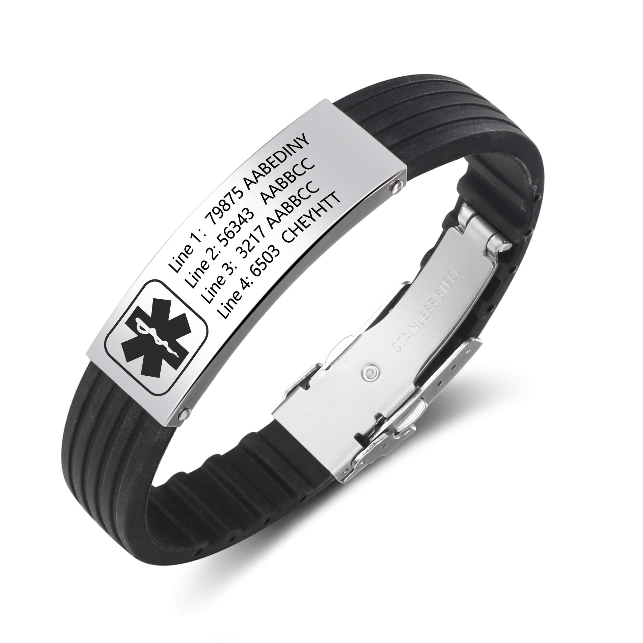 Personalized Medical Alert Bracelet for Men & Women - 9 Inch Engraved Silicone Emergency ID Wristband - Ideal for Sports, Travel & Daily Safety