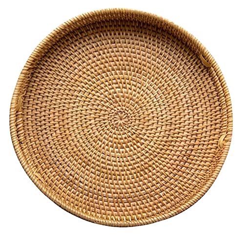 Handmade Woven Rattan Fruit Basket - Multipurpose Storage Tray for Afternoon Tea, Picnics & Kitchen Organization (30x30x5cm) - Eco-Friendly Home Decor & Party Serving Dish