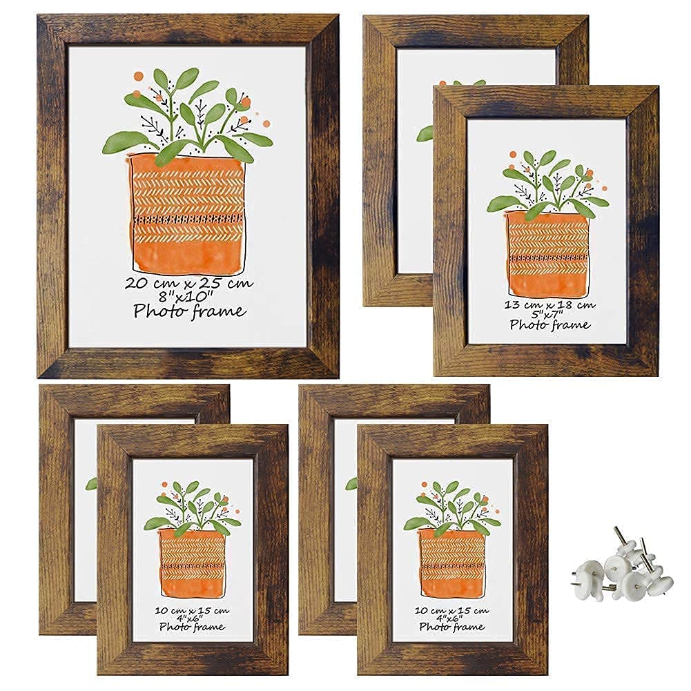PETAFLOP Multi-Size Picture Frame Set with Mirror - Wall Mount Photo Display for Living Room, Bedroom & Office Decor