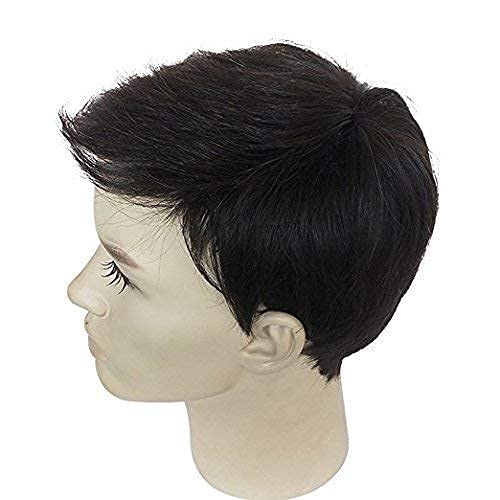 Kabello Men's Pre-Cut Human Hair Patch with Clips & Red Tape - 9x7 Inches, Black | Natural Hair Replacement for Bald Spots & Thinning Hair | Perfect for Daily Wear, Work & Social Events