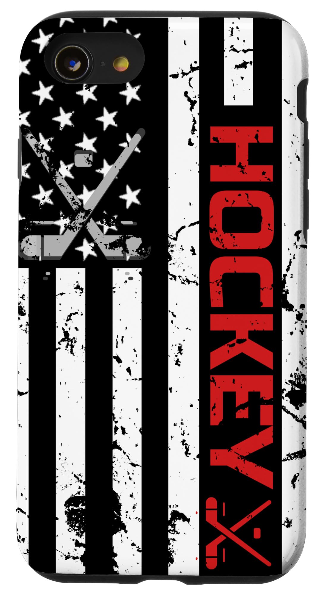 iPhone SE (2020)/7/8 Hockey Phone Case with Red American Flag Design - Perfect Gift for Hockey Lovers | Durable Protection for Games & Daily Use