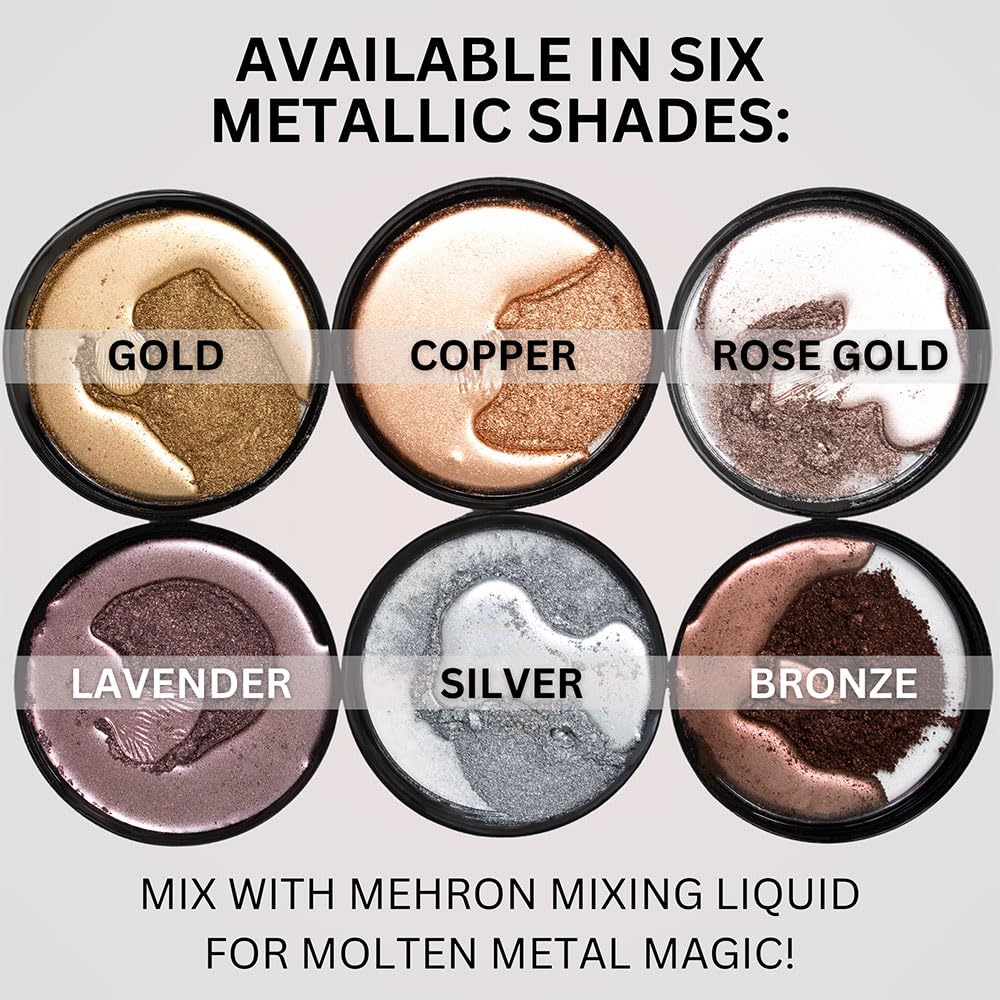 Mehron Makeup Metallic Powder 0.17 oz with Mixing Liquid 1 oz - Silver | Professional FX & Theatrical Makeup for Cosplay, Halloween, Body Painting & Special Effects