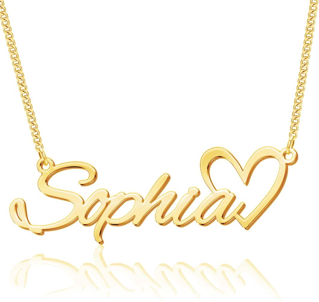 Personalized Stainless Steel Heart Name Necklace for Women & Girls - Custom Engraved Jewelry Gift for Birthday, Anniversary & Valentine's Day - Perfect for Everyday Wear & Special Occasions