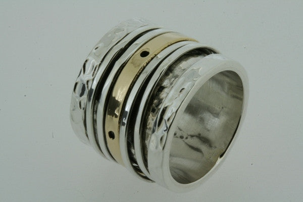 Vintage Brass and Silver Multi-Layer Spinner Ring for Anxiety Relief, Fashion Jewelry for Women and Men - Perfect for Stress Relief, Meditation, and Everyday Wear