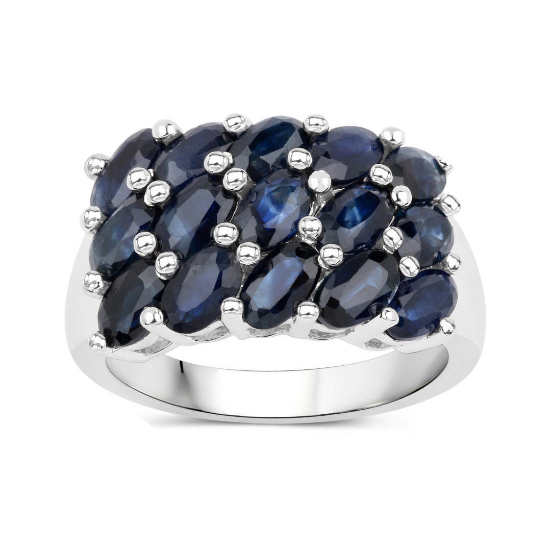 Genuine Blue Sapphire Cluster Ring for Women - Elegant Sterling Silver Jewelry for Engagement, Wedding & Special Occasions