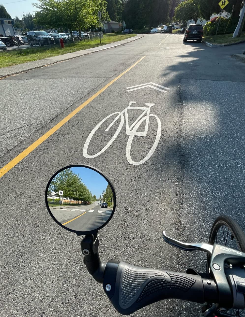 Hafny NEW Bar End E-Bike Mirror - Large Surface Handlebar Bike Mirror with HD Automotive Grade Glass - Safe Blast-Resistant Cycling Mirror (HF-M958S-FR08, Silver) - Perfect for Road Bikes, Mountain Bikes & Electric Bikes