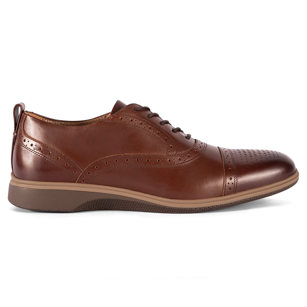 Premium Cap Toe Dress Shoes for Men - Chestnut Brown Leather Oxfords for Business, Office & Formal Occasions