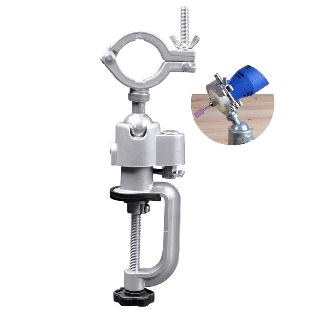 360° Rotating Universal Electric Drill Vise - Adjustable Aluminum Alloy Workbench Clamp for DIY & Metalworking | Perfect for Drilling, Grinding, and Precision Workholding