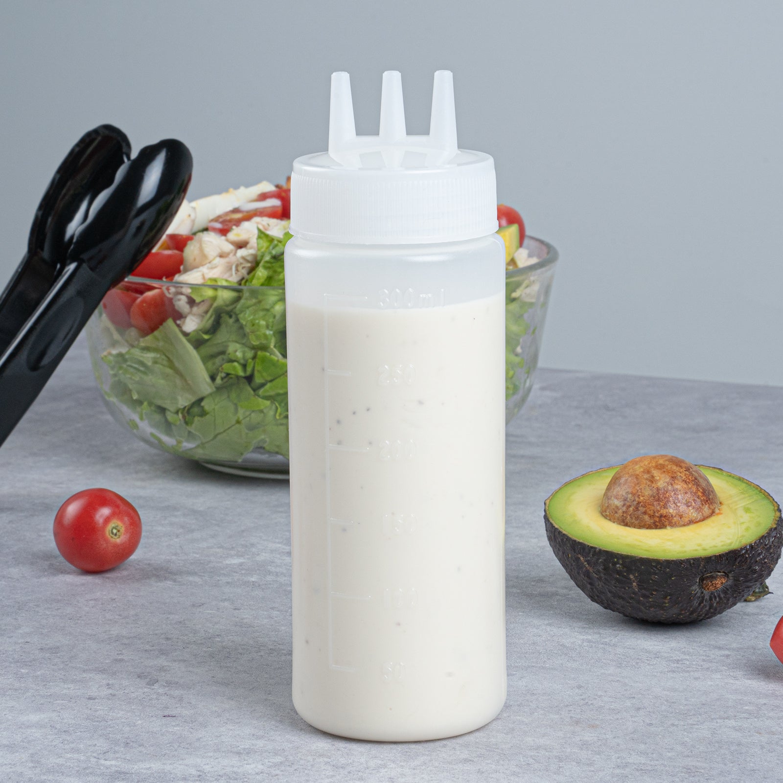 12 oz Clear Plastic Squeeze Bottles with Triple Dispersion Tip - 6 Pack (2.25