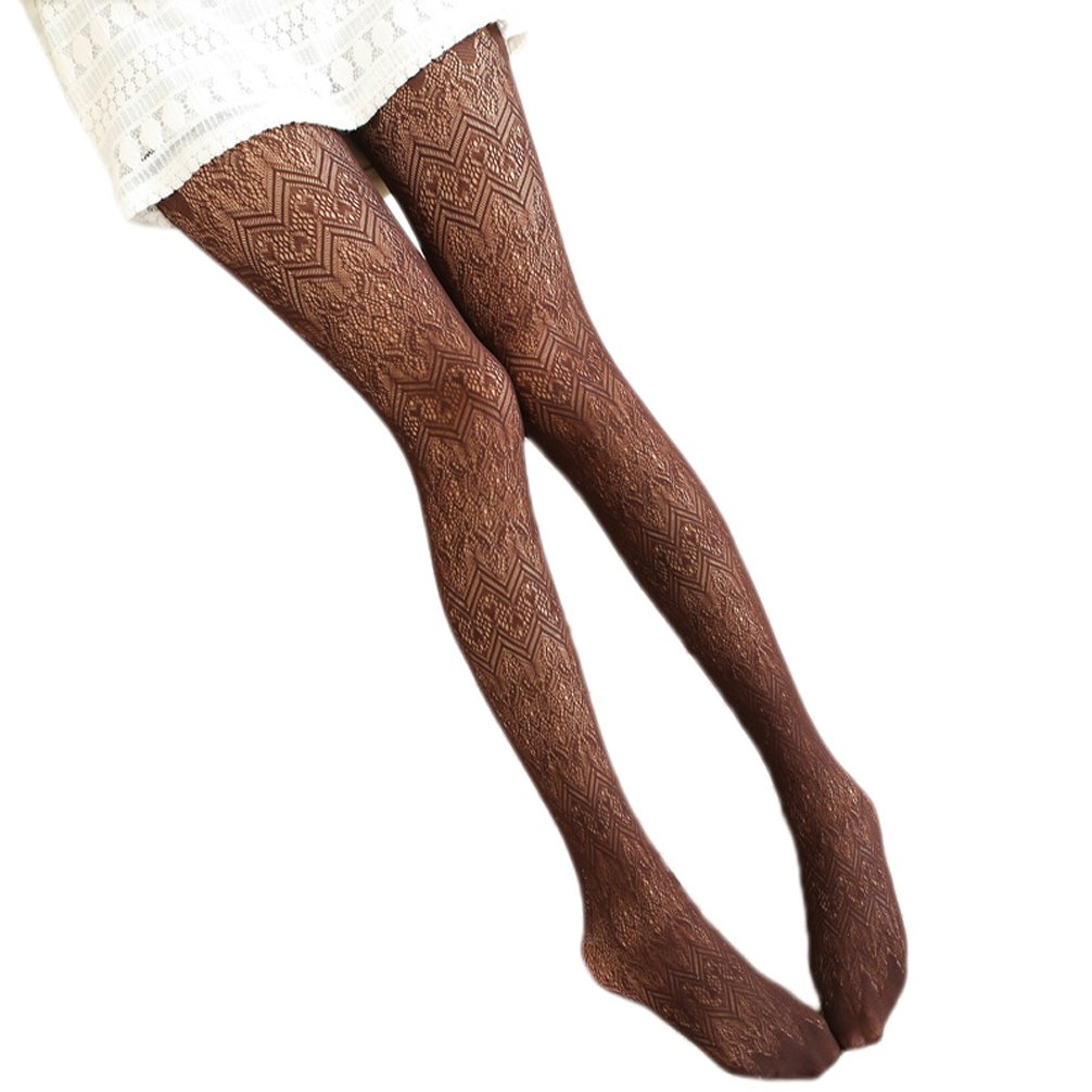 Sexy Coffee Lace Pantyhose for Women - Sheer Fishnet Stockings & Lingerie Tights - Perfect for Date Night, Cosplay, and Boudoir Photography