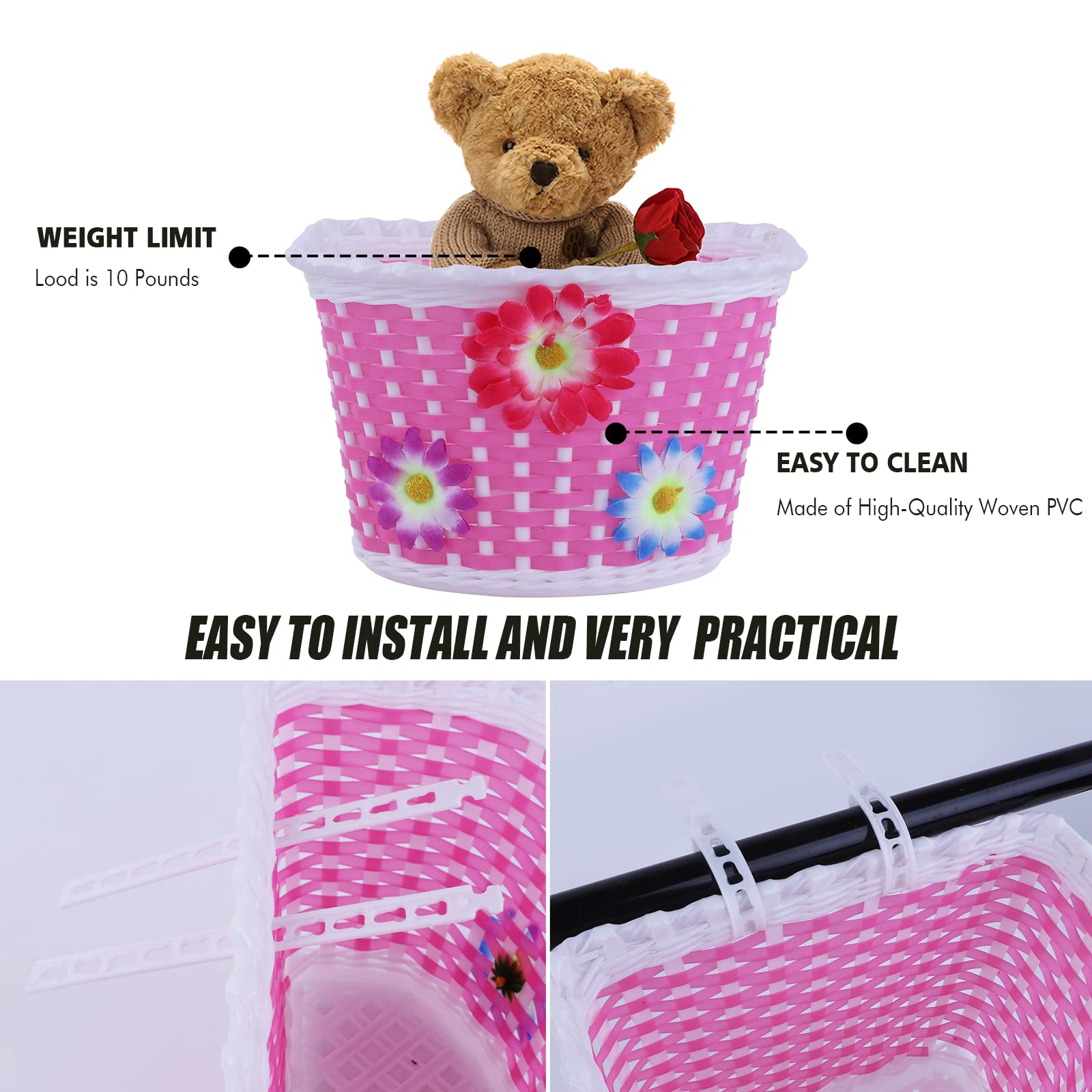 Kids Bike Basket - Front Bicycle Basket for Children | Durable & Stylish Bike Accessories | Perfect for School, Picnics & Outdoor Adventures