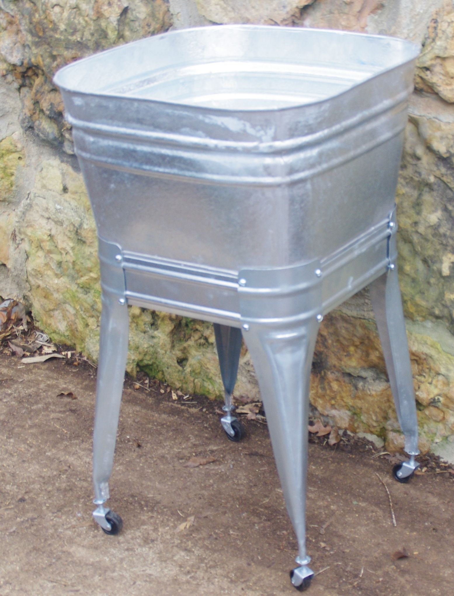 Square Wash Tub with Stand and Drain - Heavy Duty Utility Tub for Laundry, Cleaning, and Outdoor Use - Perfect for Camping, Gardening, and Pet Bathing