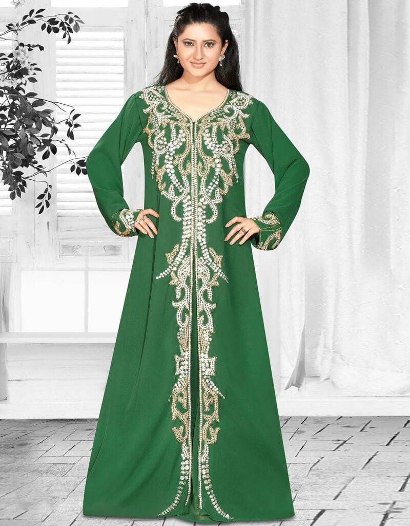 Elegant Aline Party Wear Kaftan with Front Slit - Perfect for Evening Events, Weddings & Special Occasions