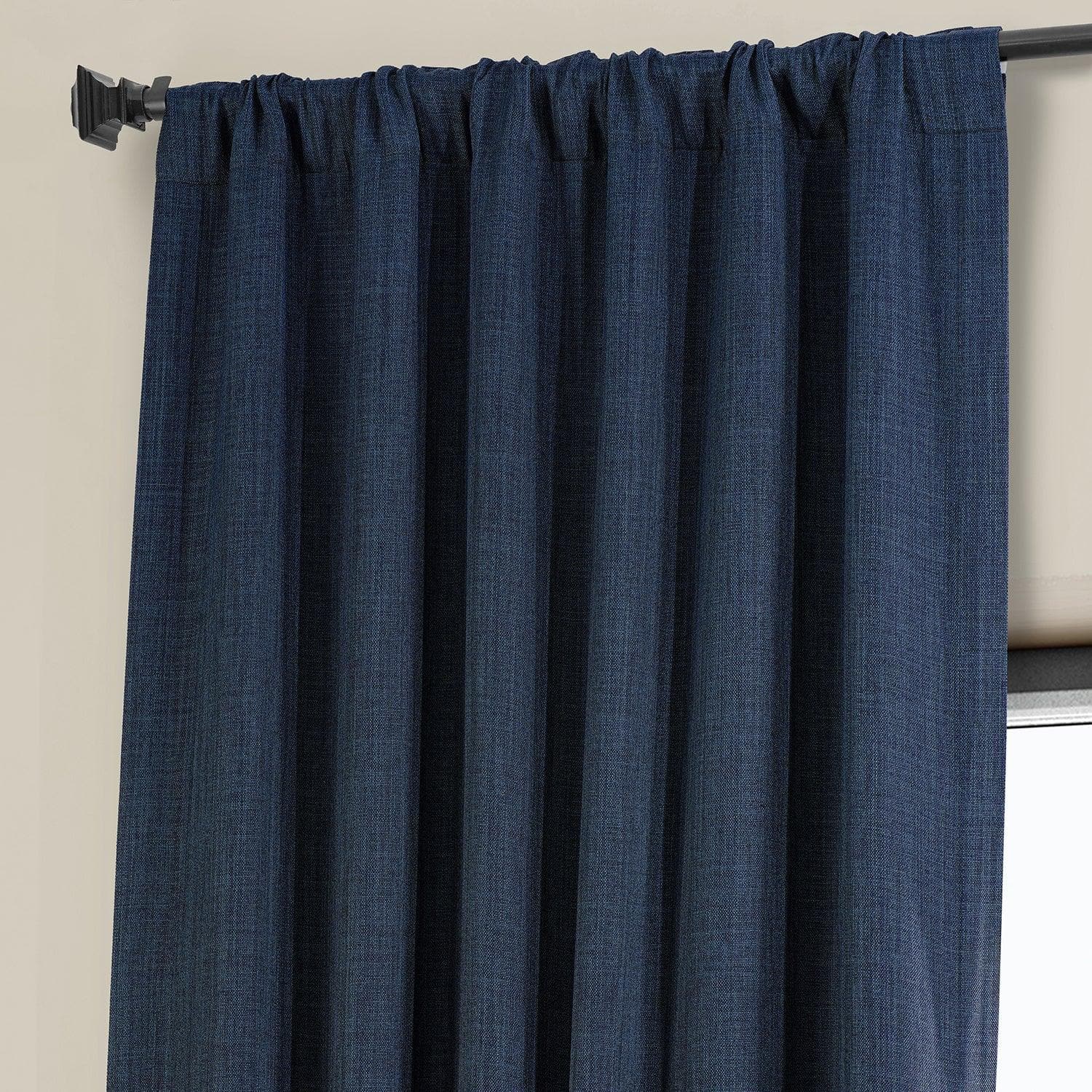 Indigo Textured Faux Linen Blackout Curtains for Bedroom & Living Room - Light Blocking Window Drapes for Better Sleep & Privacy