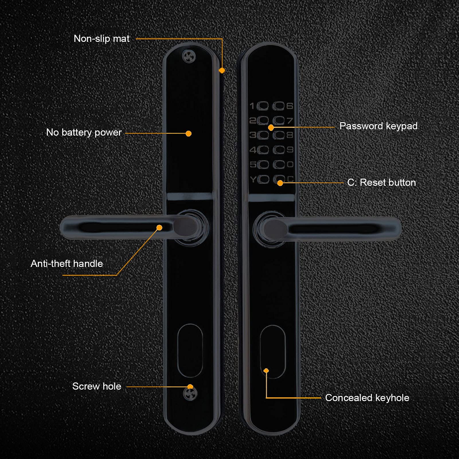 Smart Keyless Entry Door Lock - Outdoor Sunproof Villa Security Lock with Key, Broken Bridge Aluminum & Wrought Iron Design for Home, Courtyard (Black) | Compatible with Smart Doorbell Systems | Perfect for Vacation Homes, Rental Properties & High-Security Areas