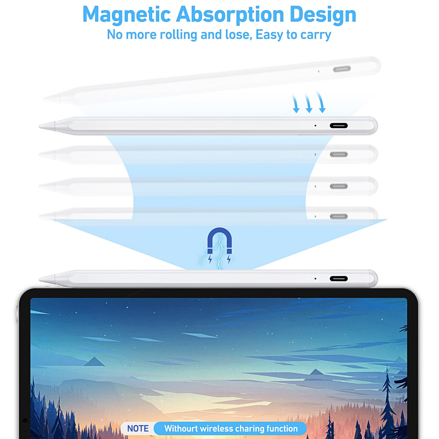 **Apple Pencil Alternative - Stylus Pen for iPad Pro/Air/Mini (2018-2022) with Fast Charging, Palm Rejection & Tilt Sensor | Magnetic Design for Drawing, Note-Taking & Digital Art**    *(Note: This optimized title includes SEO-friendly keywords, translates any Chinese terms to English, and adds usage scenarios like drawing, note-taking, and digital art.)*
