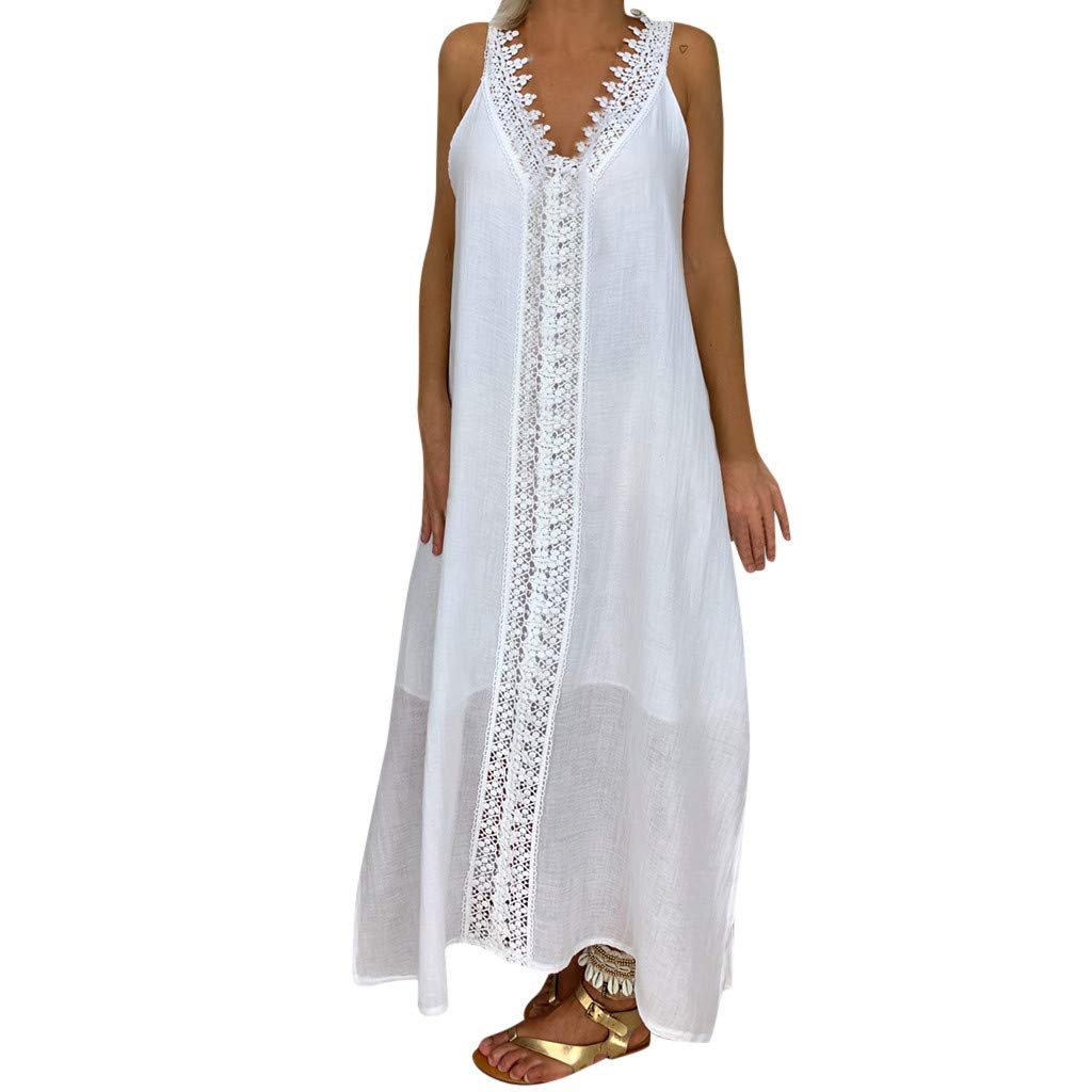 Plus Size Women's Sleeveless Lace Patchwork Bodycon Dress - Elegant Long Summer Party Dress for Evening Events, Weddings & Special Occasions