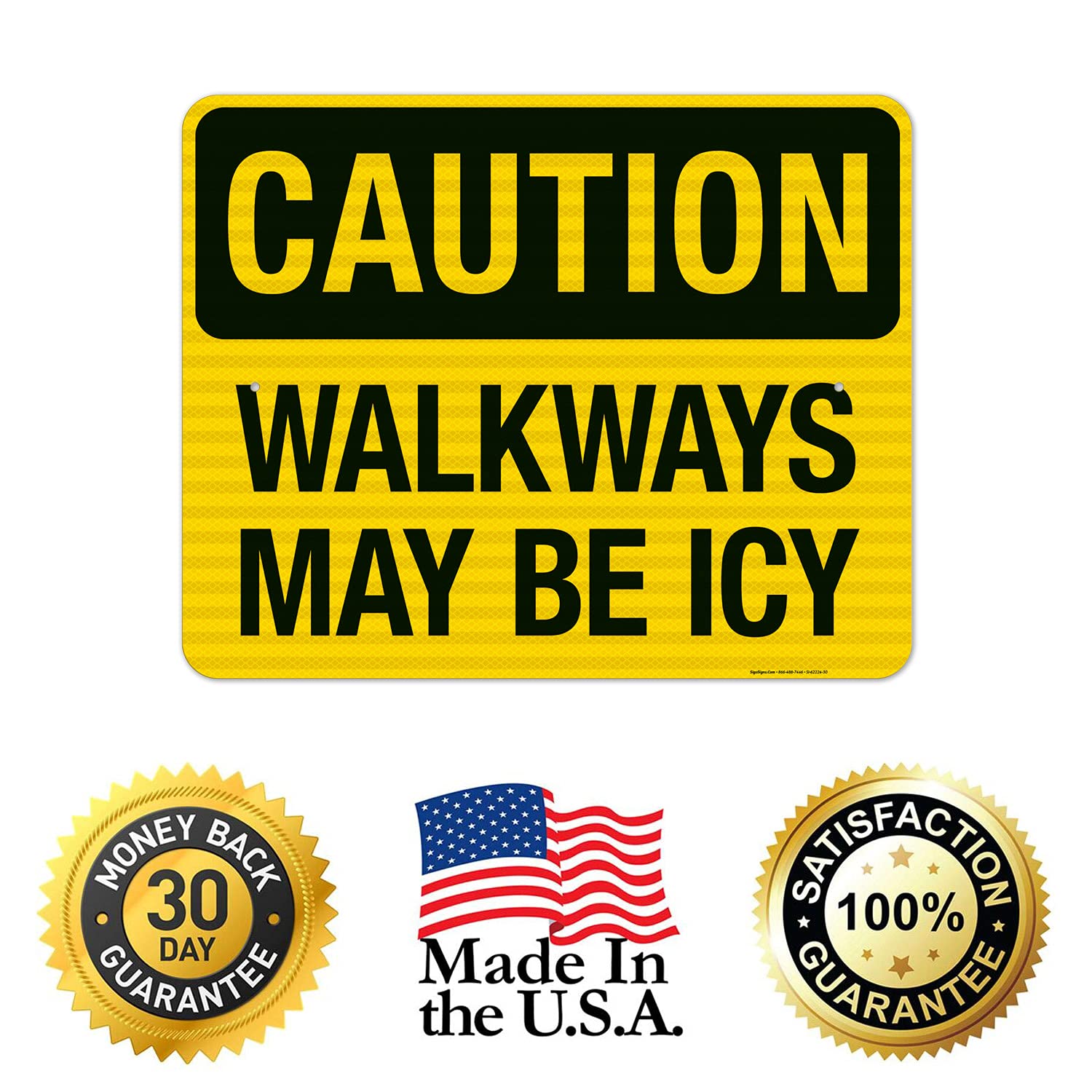 3M EGP Reflective Aluminum 'Walkways May Be Icy' Warning Sign - 24x30 Inches, .080 Thickness, Fade Resistant, Made in USA - Ideal for Parking Lots, Sidewalks & Winter Hazard Areas