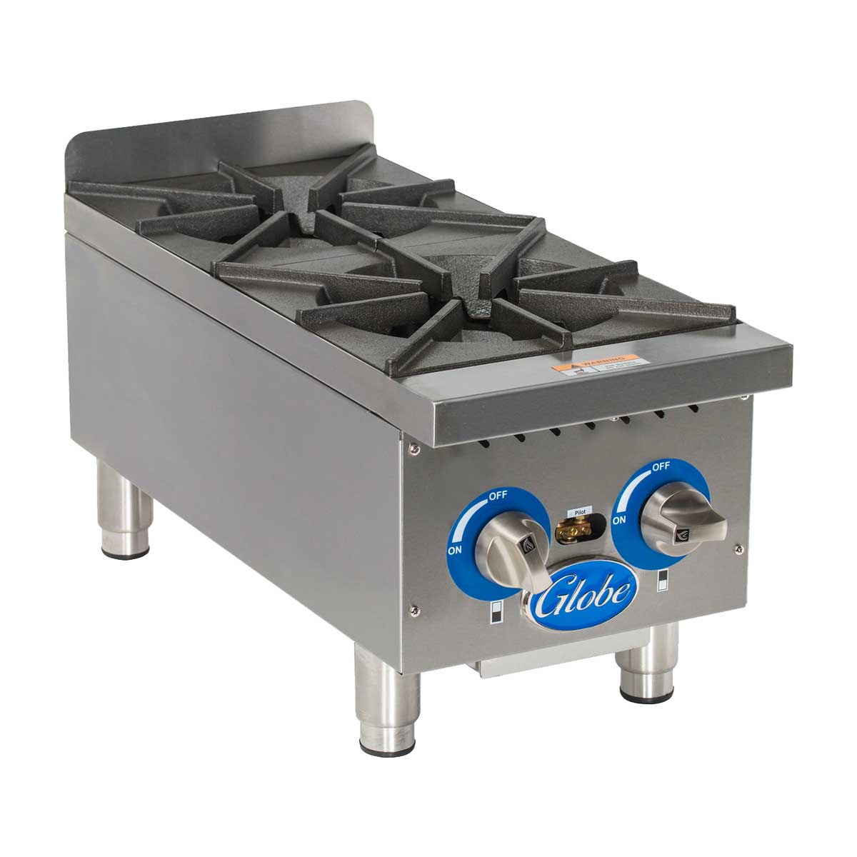 Globe GHP12G 12-Inch Countertop Gas Hot Plate - Portable & Powerful for Outdoor Cooking, Camping, and Home Kitchen Use