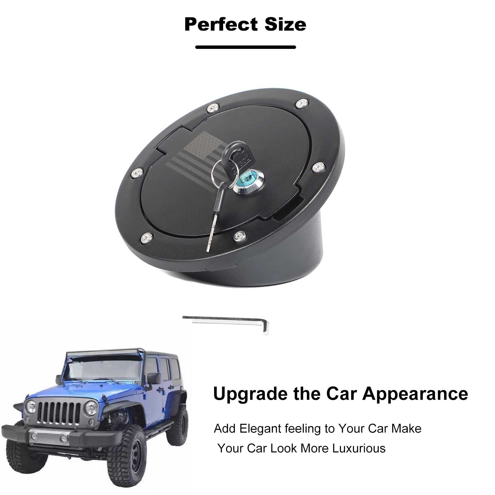 Jeep Wrangler TJ 1997-2006 Fuel Filler Door Locking Gas Tank Cap Cover with US Flag Design - Durable Exterior Accessory for Off-Road Protection & Style Enhancement | Perfect for Jeep Enthusiasts & Patriotic Drivers