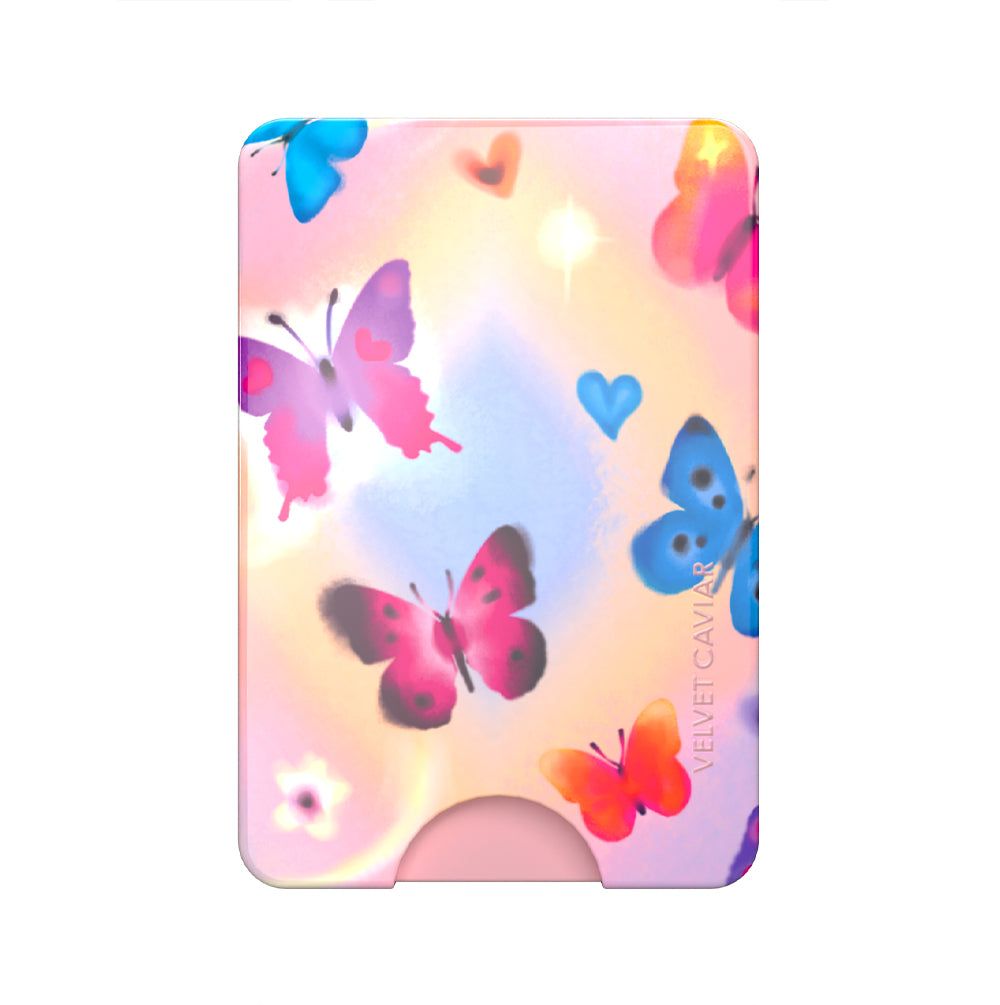 Aura Butterfly MagSafe Wallet for iPhone - Slim RFID Blocking Leather Card Holder with Secure Magnetic Attachment | Perfect for Travel, Shopping & Everyday Use