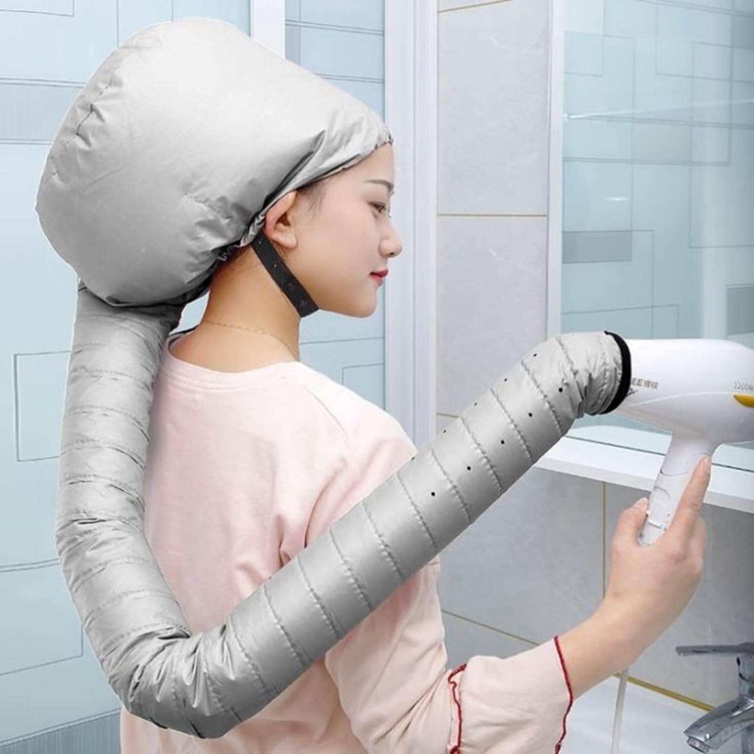 Openja Portable Soft Bonnet Hair Dryer Attachment - Adjustable Large Drying Bonnet for Handheld Dryers | Fast Drying for Natural Curly & Textured Hair | Perfect for Home Salon & Travel Hair Care