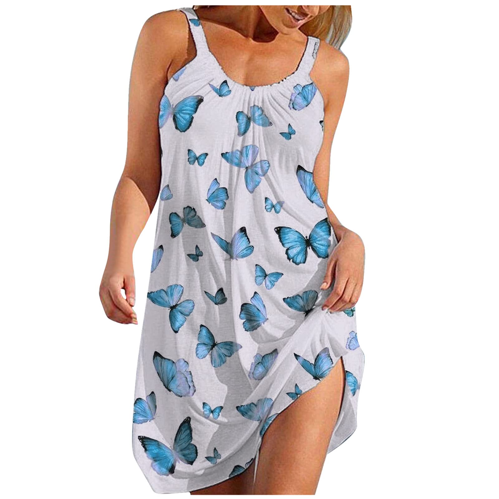 Women's Summer Casual Mini Dress - Tropical Print Halter Backless Maxi Dress for Beach, Wedding Guest & Vacation | Sexy Flowy Sundress for Women