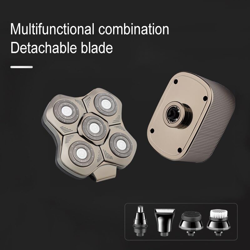 5-in-1 Electric Shaver for Bald Men - 5D Floating Head Razor with Beard Trimmer | Professional Head & Facial Hair Grooming Kit for Smooth Shaving at Home or Travel