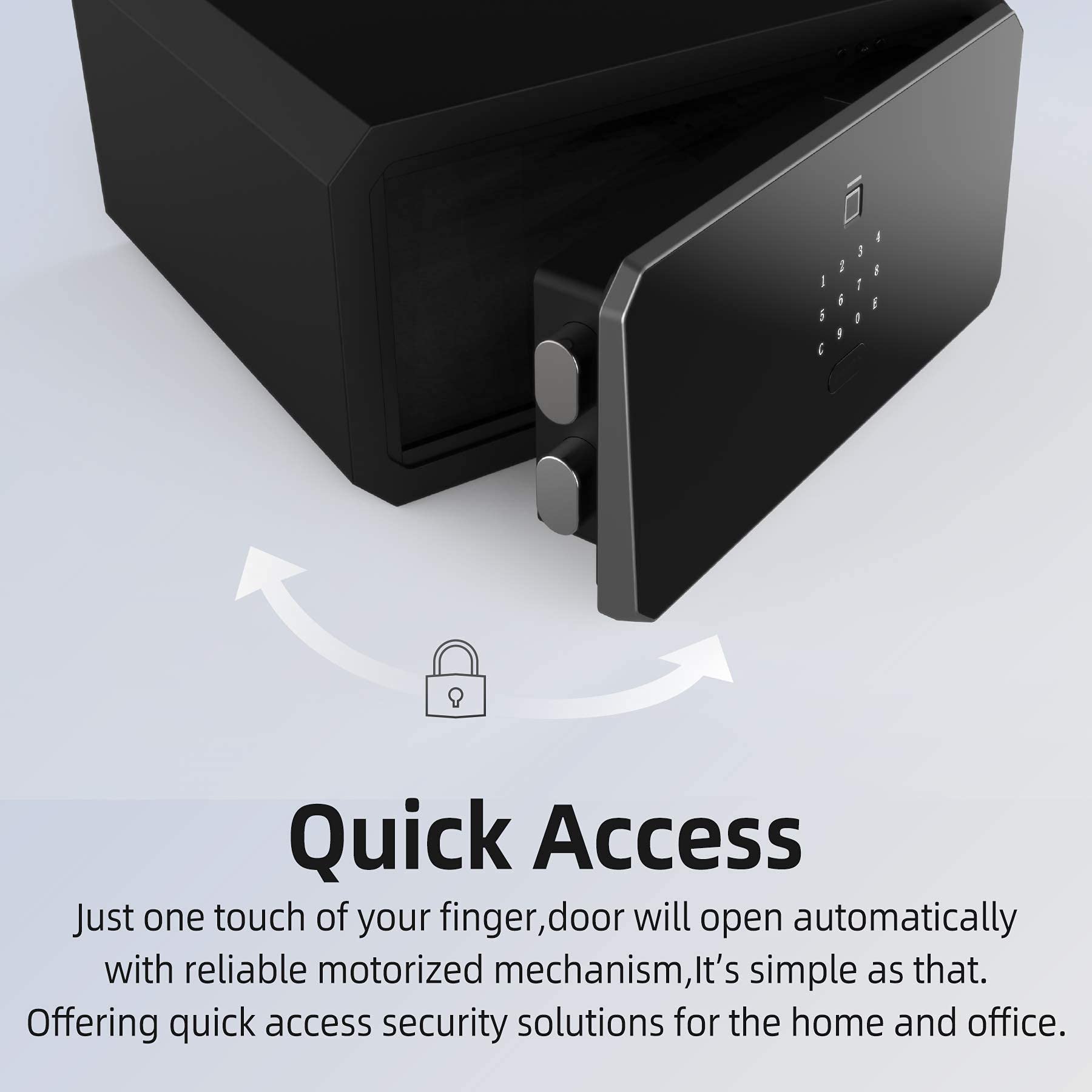 W-Series Security Safe Box with Key & Fingerprint Password - 1.45 Cubic Home Safe for Cash, Jewelry & Documents | Bedroom, Office & Travel Protection
