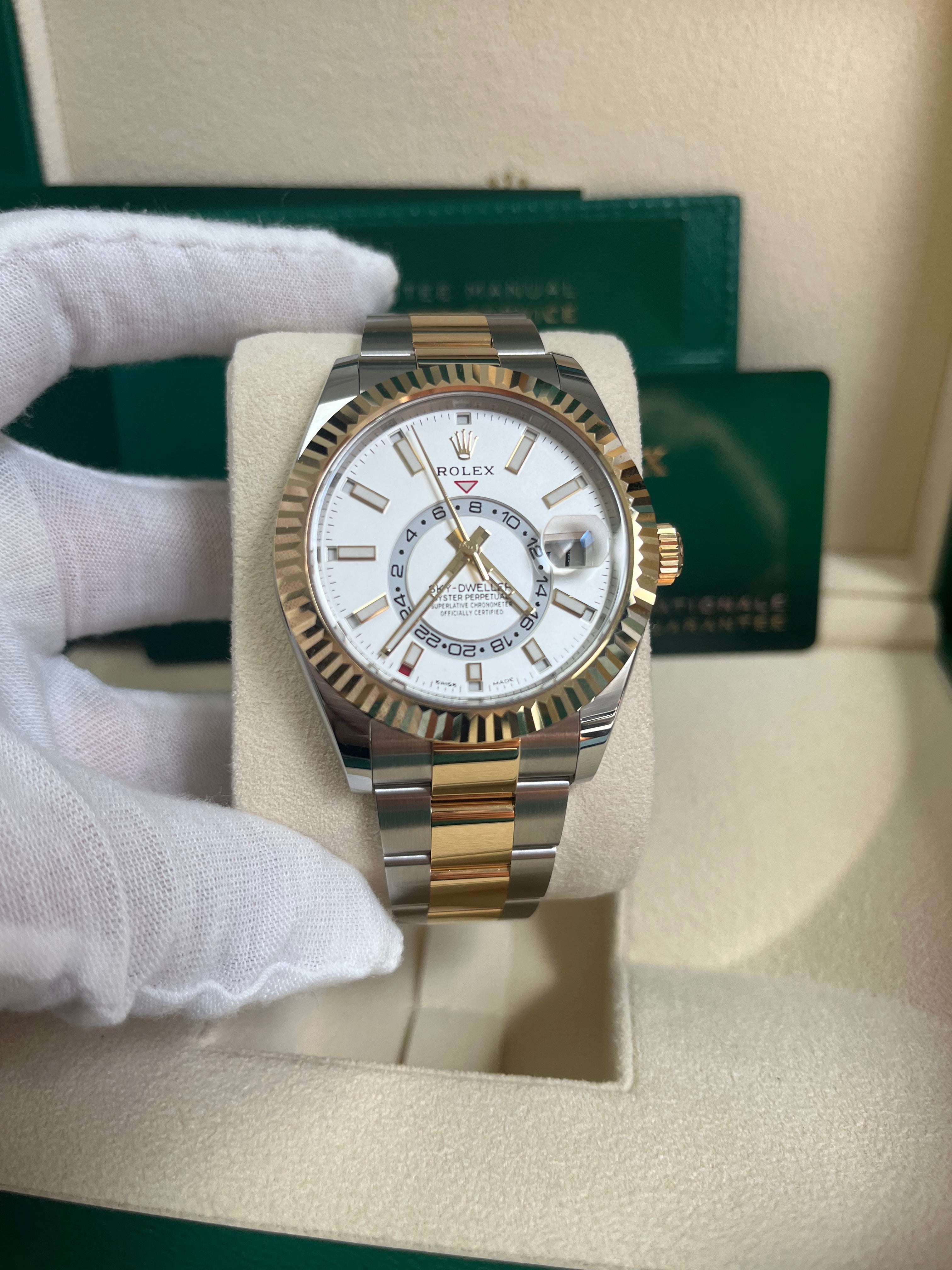 Rolex Sky-Dweller Two-Tone Yellow Gold & Stainless Steel Watch - White Index Dial Ref.326933 - Luxury Men's Watch for Business & Travel