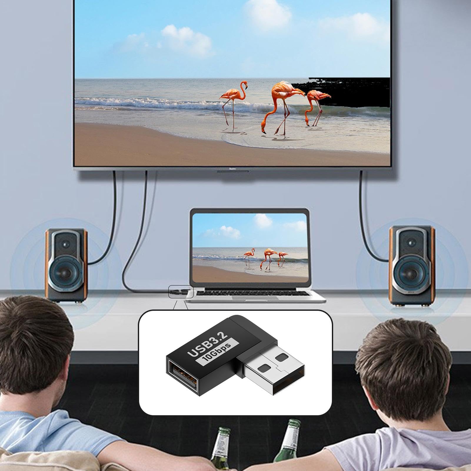 High-Speed USB 3.0 A Male to Female Adapter - 10Gbps Data Transfer, Right Angle L-Shaped USB Extender Connector for Laptop, PC, TV - Perfect for Tight Spaces & Cable Management