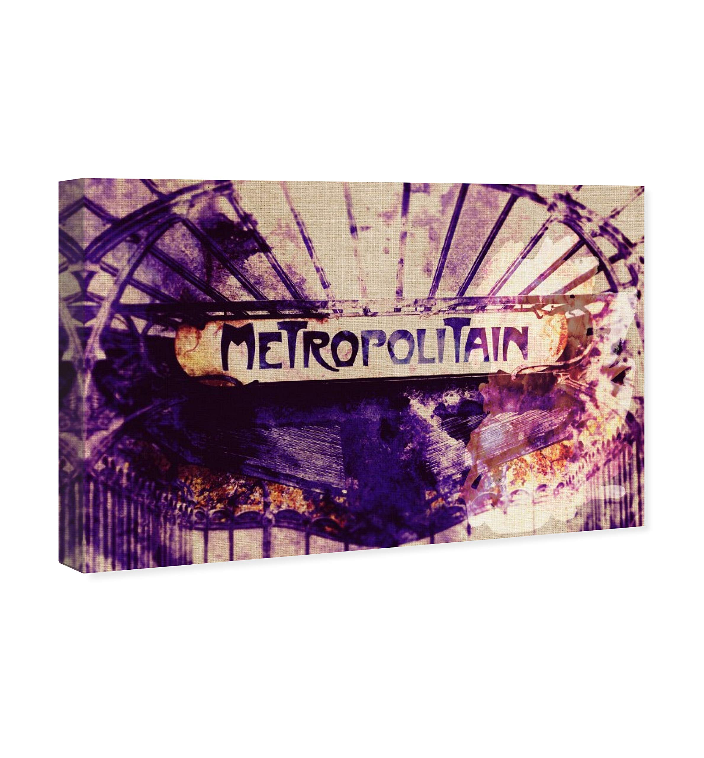 Oliver Gal Artist Co. Modern Architecture Wall Art Canvas Print - 'Metropolitain' Home Décor in Purple & White - 15x10 Inches & 45x30 Inches - Perfect for Living Room, Bedroom or Office Decor