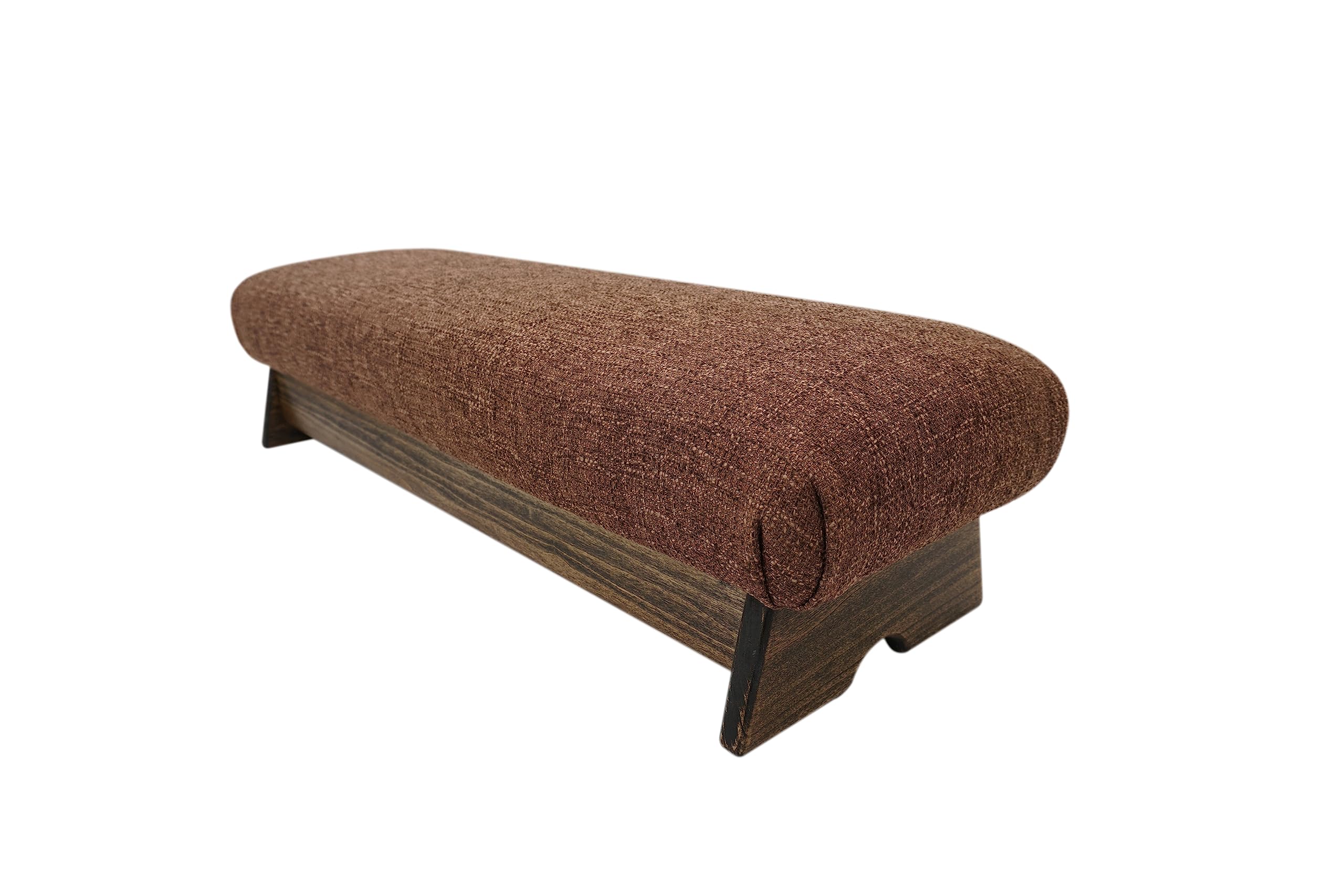 Premium Walnut Stain Stability Bedside Padded Foot Stool - 7