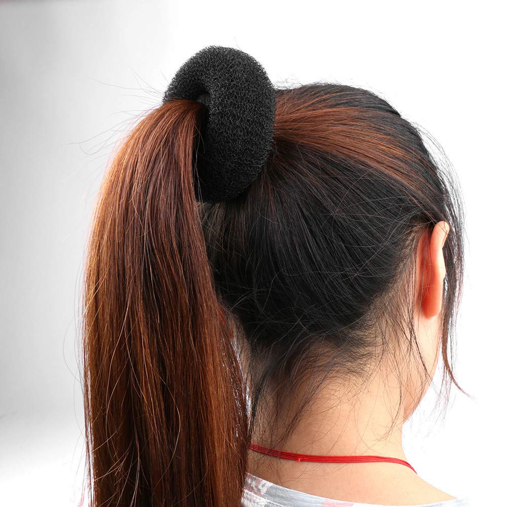JIAHAO 3-Piece Women's Magic Hair Donut Bun Maker Set - Small, Medium & Large Round Chignon Styler Hair Ring Accessories (Black) | Perfect for Updos, Ponytails & Special Occasions