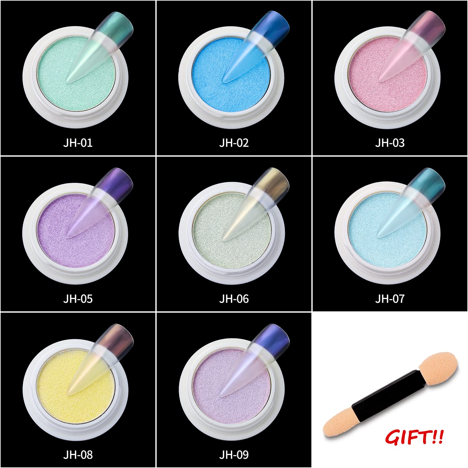 1 Pcs Mermaid Chrome Nail Powder - Holographic Iridescent Unicorn Glitter, Solid Laser Aurora Fairy Dust & Neon Pearl Pigment for DIY Nail Art | Perfect for Manicures, Pedicures & Nail Decoration (Yellow JH-08)