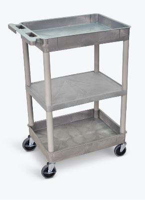 Luxor 3-Tier Gray Utility Cart with Wheels - Perfect for Kitchen, Bathroom, Office Storage and Organization