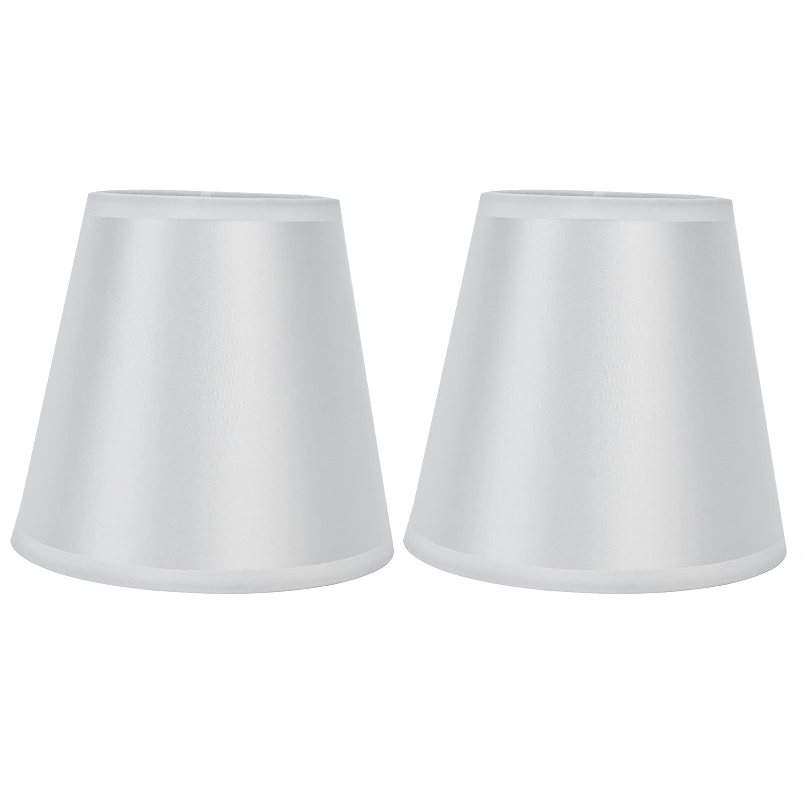 Alvinlite 2-Pack Small Barrel Fabric Lampshades - Lightweight Modern Drum Lamp Shade Covers, Clip-On Design for Table & Floor Lamps (Silver) - Perfect for Bedroom, Living Room, and Office Lighting Decor