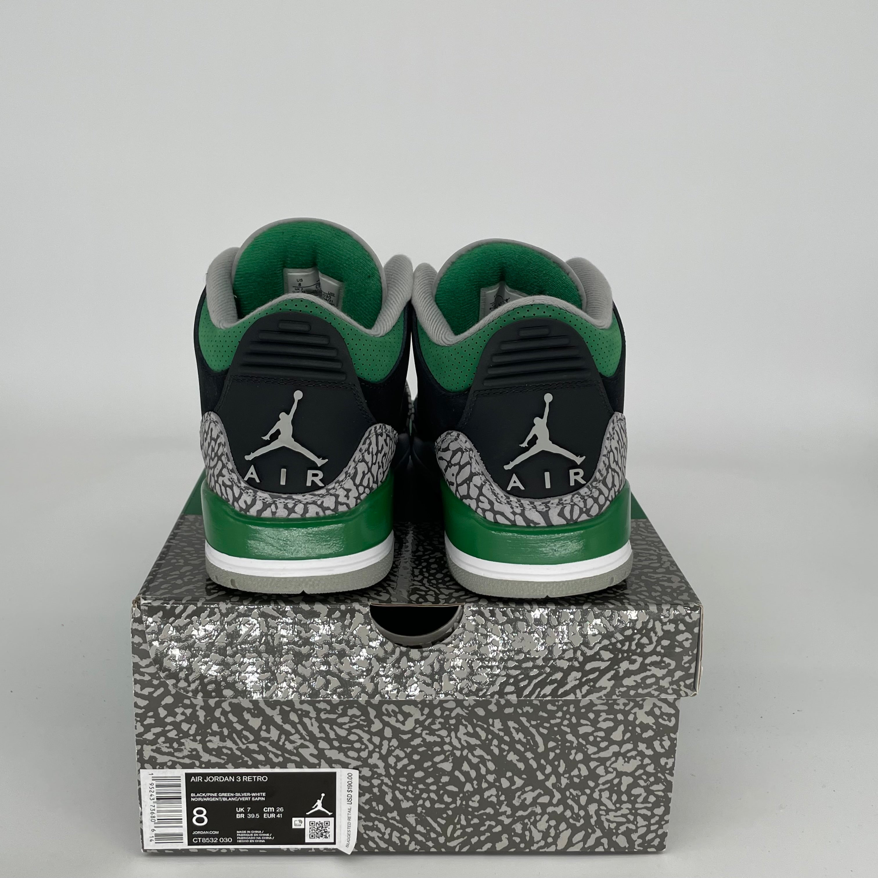 AIR JORDAN 3 Retro Pine Green Men's Basketball Shoes Size 8 - CT8532-030 | Authentic Sneakers for Sports, Streetwear & Casual Outfits