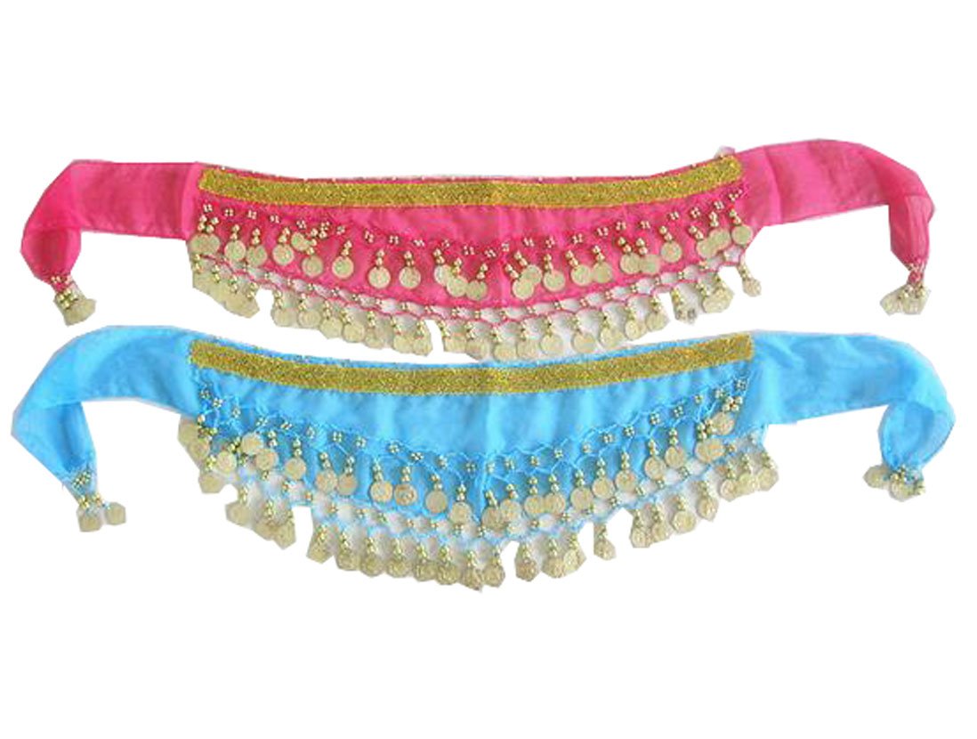 2Pcs Kids Belly Dance Hip Scarf with Sequins - Adjustable Wrap Belt for Girls' Dance Costume & Performance - Perfect for Dance Classes, Halloween Costumes and Birthday Parties