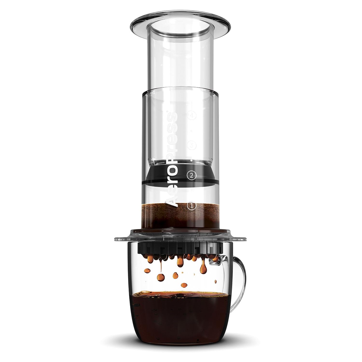 AeroPress Clear Coffee Maker – 3-in-1 Brewing System for French Press, Pour Over & Espresso | Smooth Full-Bodied Coffee Without Bitterness | Compact Travel Coffee Press for Camping, Office & Home Use | BPA-Free Clear Design