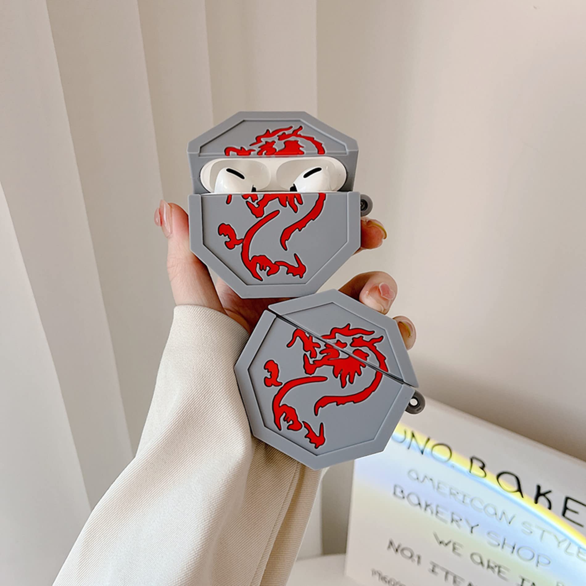 3D Cartoon Dragon Talisman AirPods Pro Case - PVC Silicone Protective Cover with Hook for AirPods Pro 1/2/3 - Inspired by Jackie Chan Adventures - Perfect for Travel, Gym & Daily Use