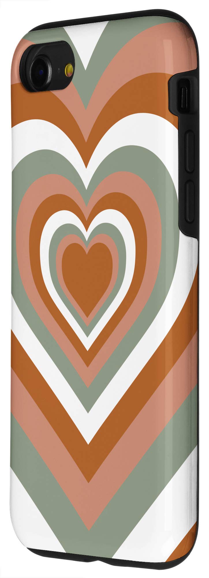 iPhone SE (2020)/7/8 Love Heart Sage Green Coffee Brown Pattern Valentine's Day Phone Case - Perfect for Romantic Gifts & Everyday Protection