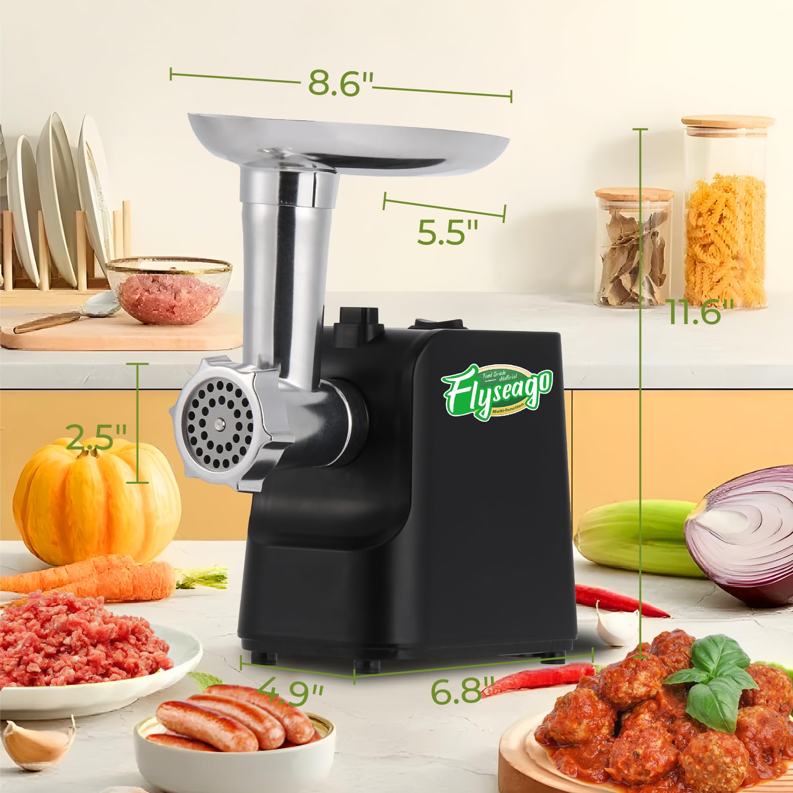 1700W Electric Meat Grinder - 9-in-1 Stainless Steel Food Processor with Sausage Maker & Kubbe Kit | Includes 3 Grinding Plates & Juicer Attachment | Perfect for Home Kitchen, BBQ, Meal Prep & Juicing