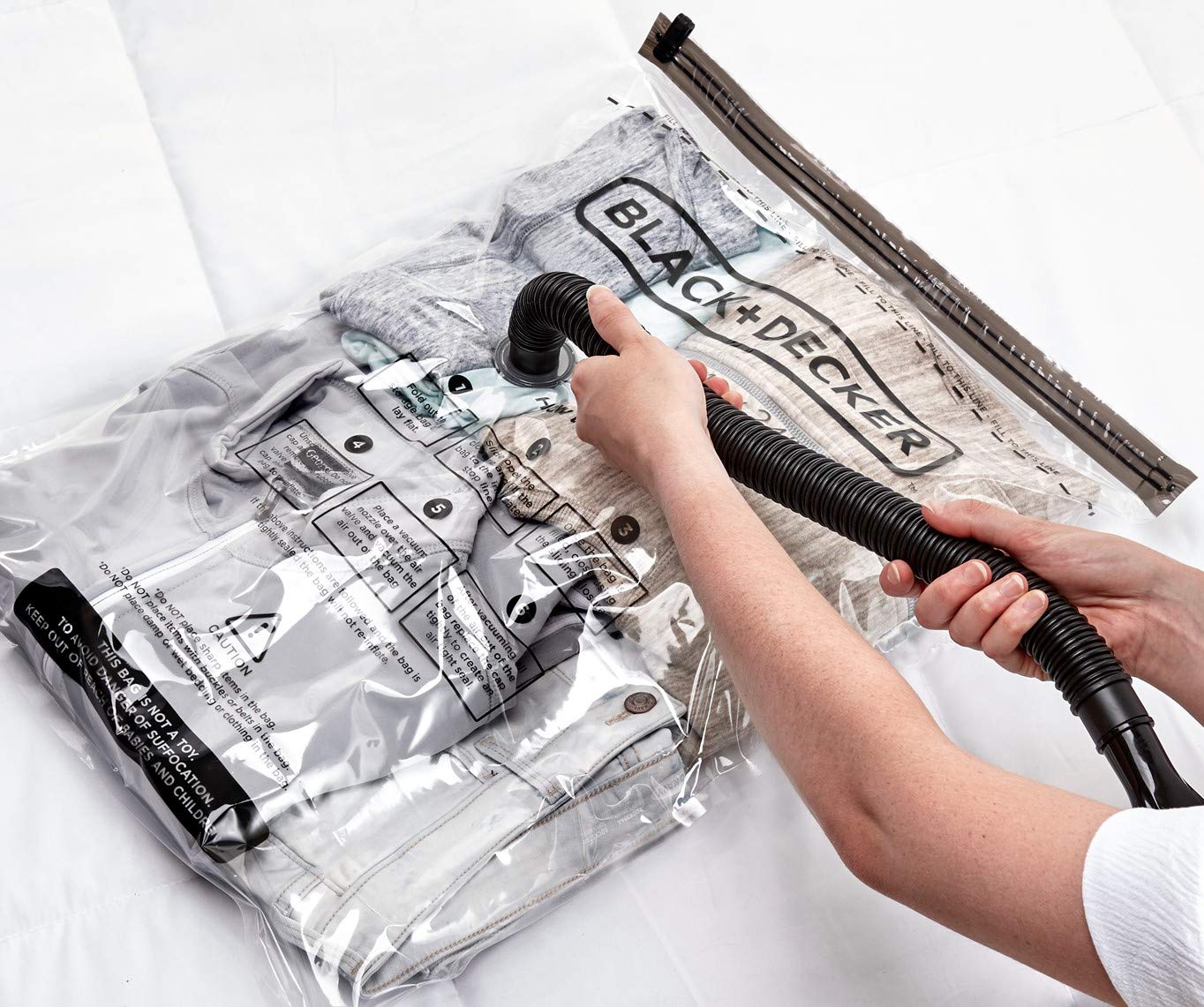 BLACK+DECKER Premium Vacuum Storage Bags for Clothes, Comforters & Sweaters | Space Saving Compressed Storage for Seasonal Clothes, Travel & Closet Organization | Ideal for Home, Dorm & Moving