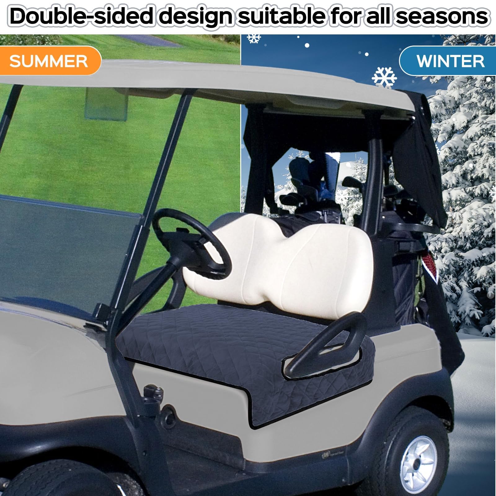 Heated Golf Cart Seat Cover - Portable 3-Level Heating for 2 Passengers | Soft Winter Seat Warmer & Protector | Keep Seats Warm & Clean | Perfect for Cold Weather Golfing & Outdoor Activities